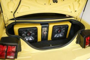 solo-baric subwoofers in a ford mustang