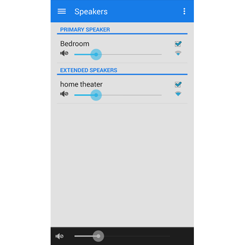Select speaker in the Phorus Play-Fi app