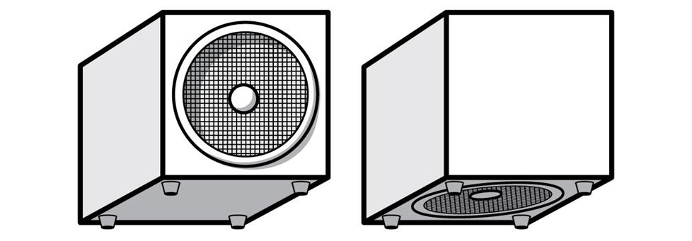 Front versus downward-facing subwoofer.