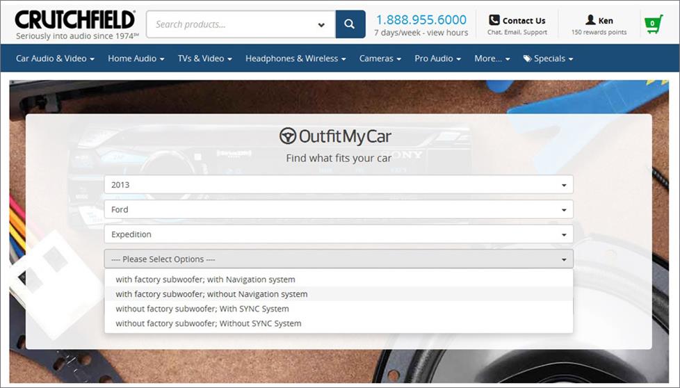 Crutchfield Outfit My Car app