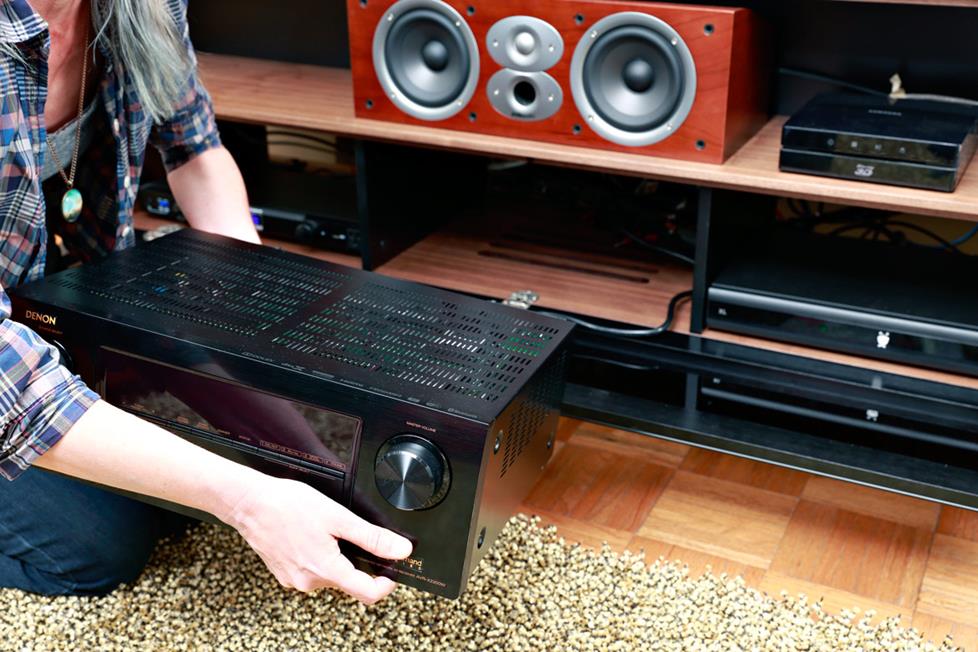 Place the receiver in front of your cabinet to make connections.