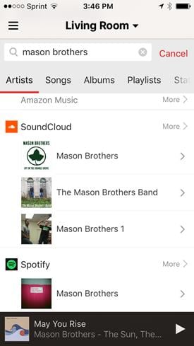 Sonos app artist search