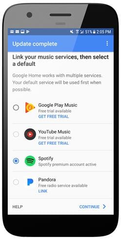 phone with music services screen