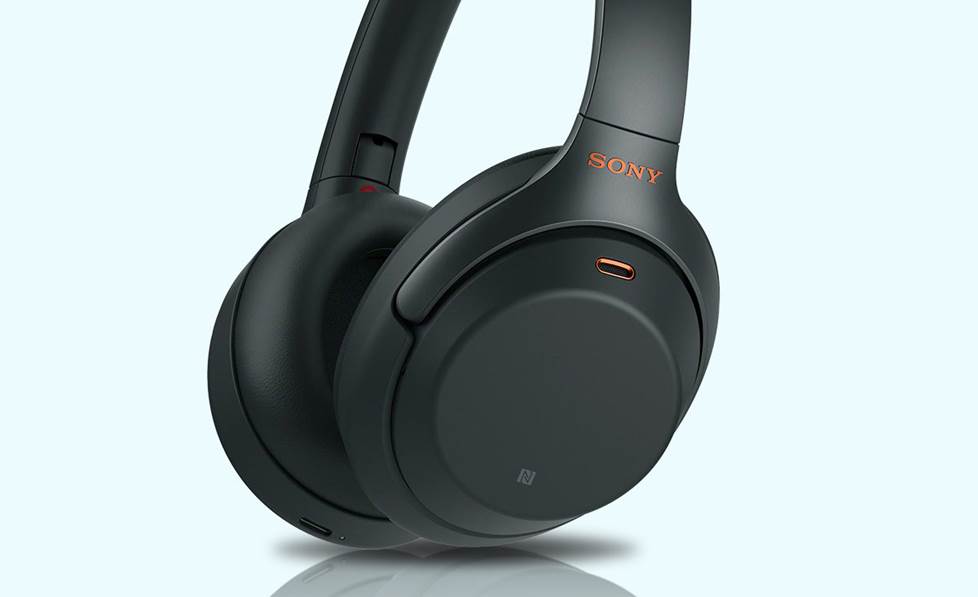 Close-up of Sony wireless headphones