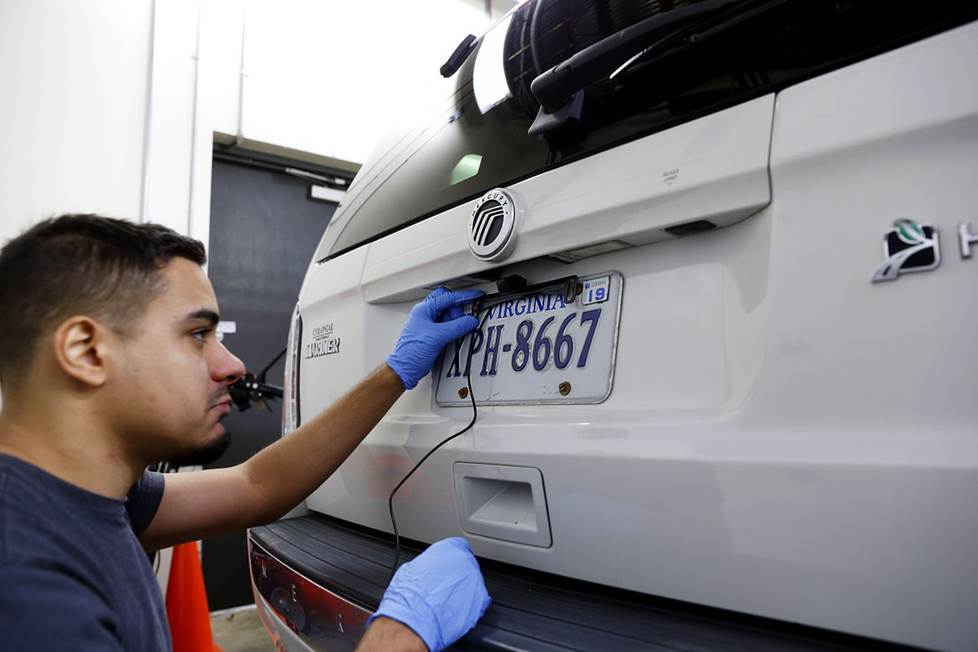 Anthony installing the backup camera.