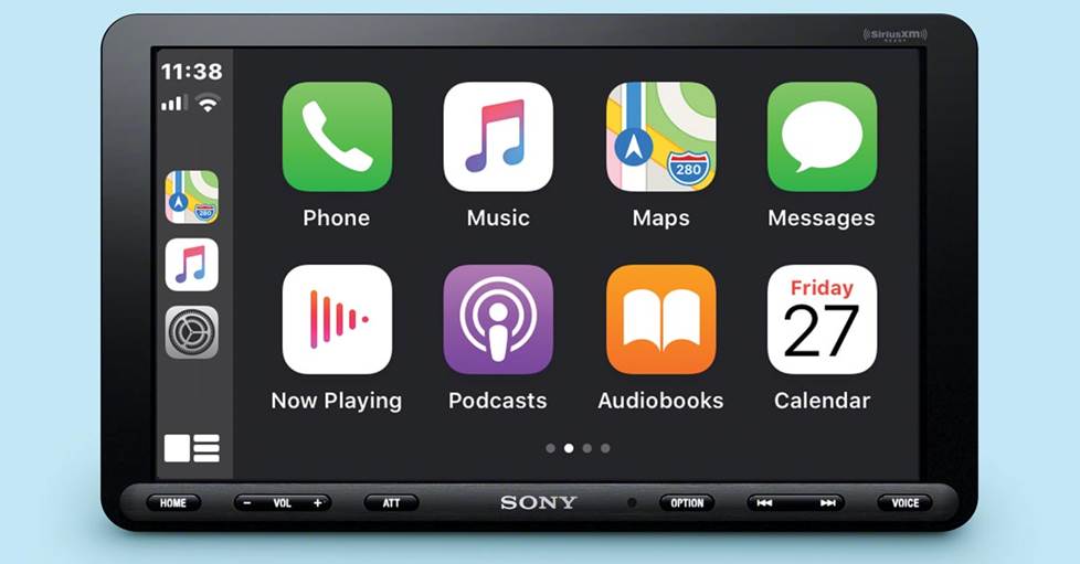 Sony XAV-AX8000 digital multimedia receiver Apple CarPlay screen
