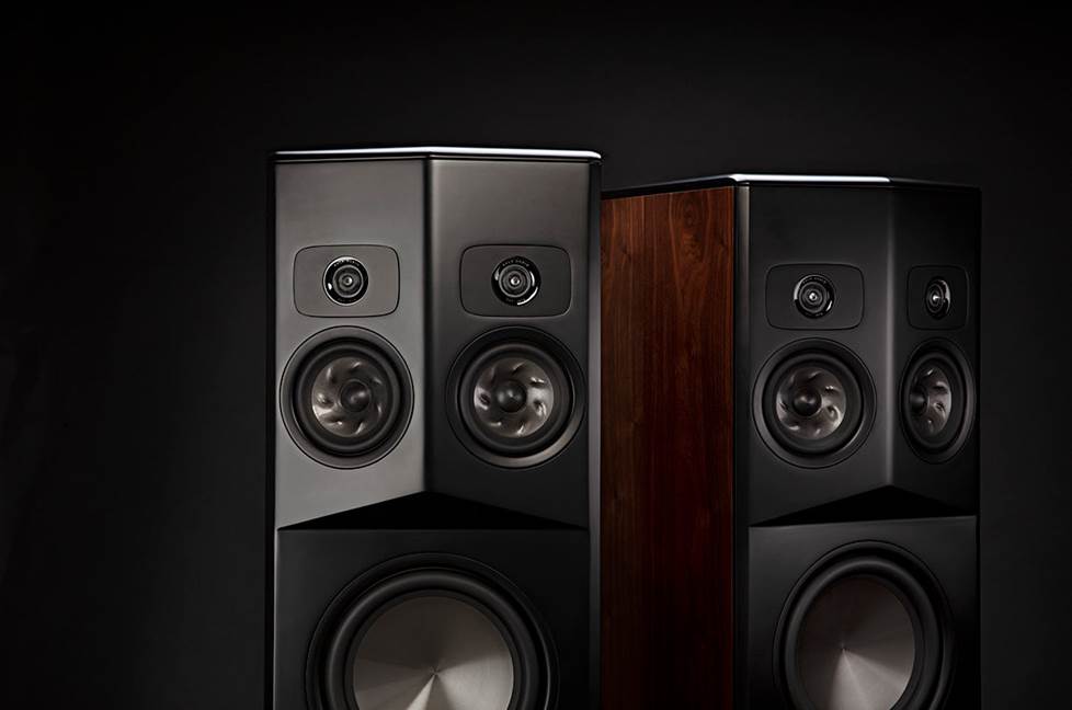 detail of Polk Legend SDA speakers