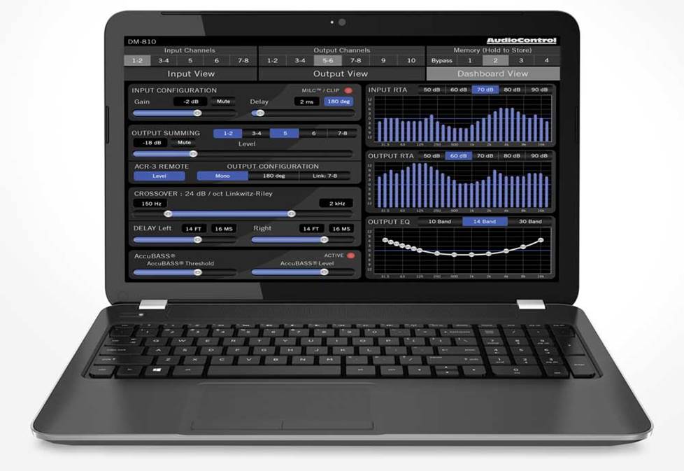 AudioControl software on laptop display
