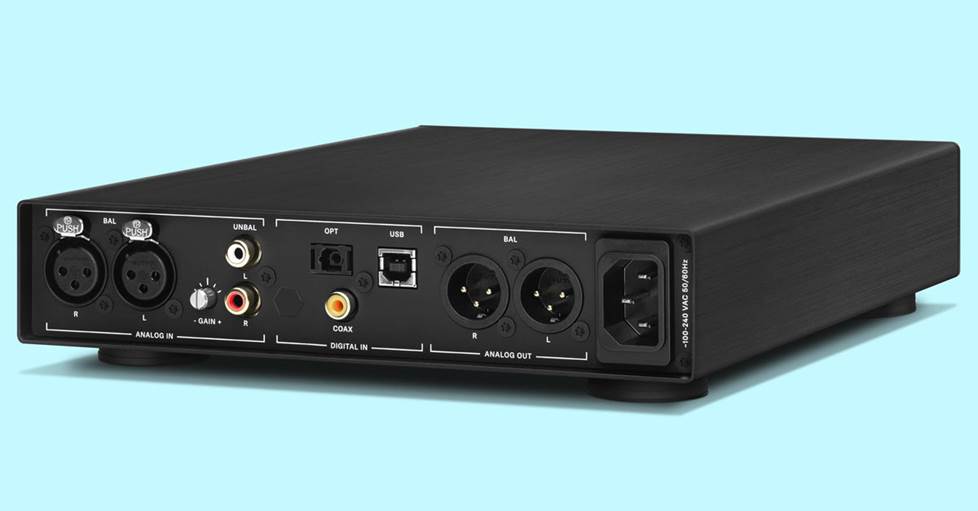 Sennheiser HDV 820 Digital headphone amplifier/DAC back panel, with every possible input.