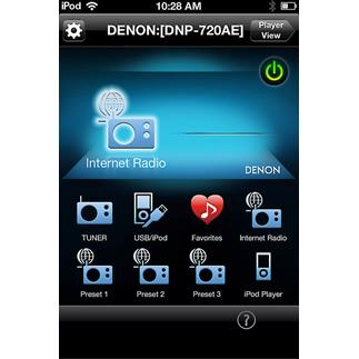 The free Denon Remote app for the Denon DNP-720AE network music player