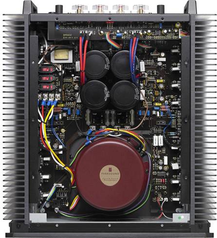 Interior of Parasound Halo A 21+ amplifier