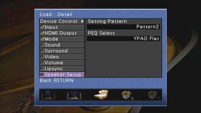 Scene mode settings on the Yamaha RX-A2020