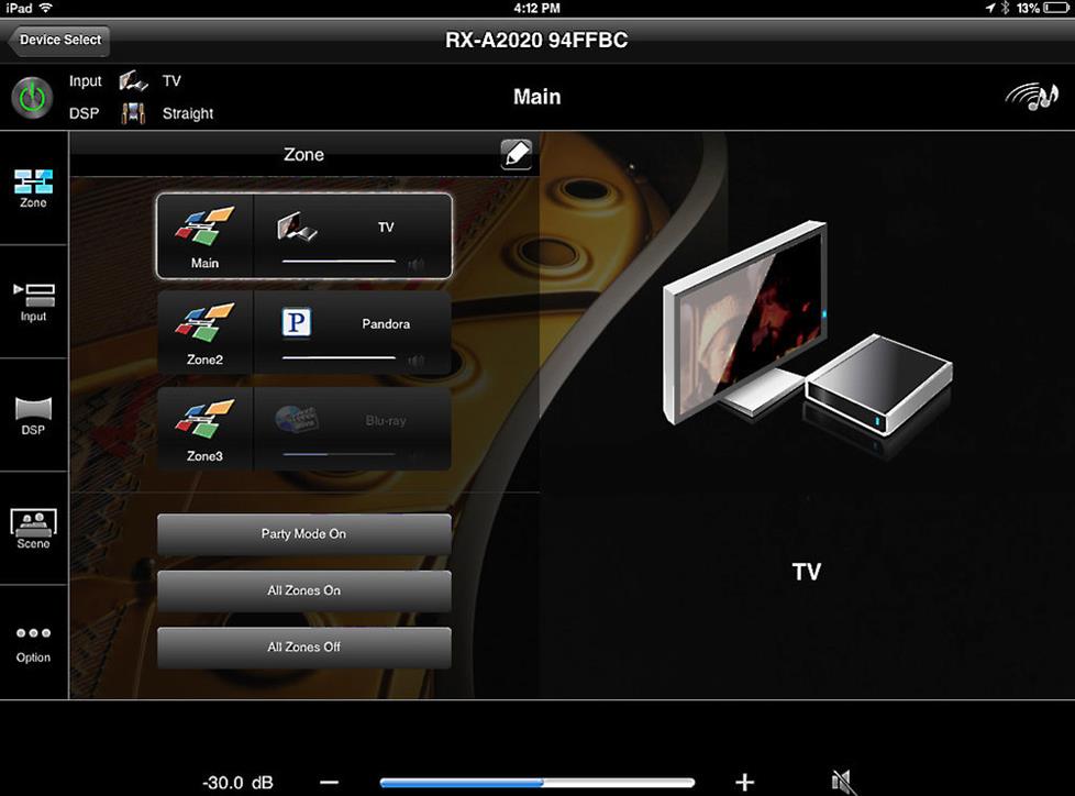 Multi-zone playback with the RX-A2020 and Yamaha remote app