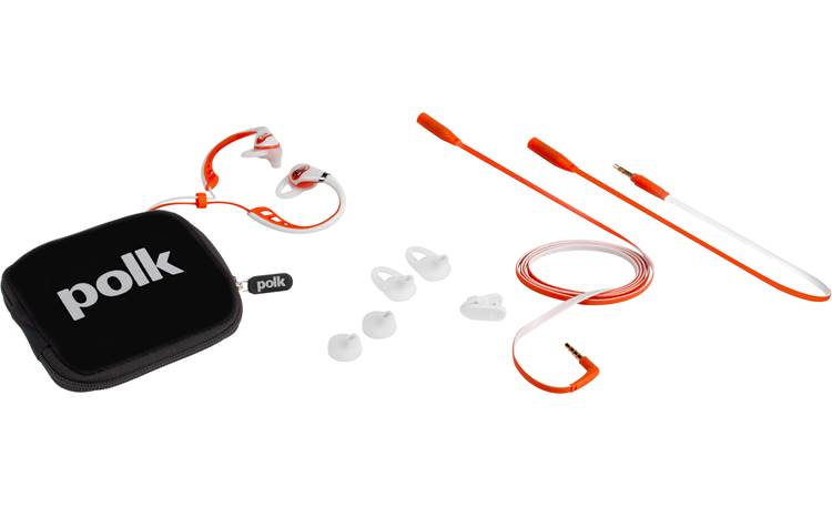 Polk Audio UltraFit 500 Shown with included accessories (White and Orange)