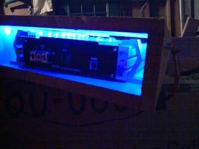 side view of one of the boxes with lights