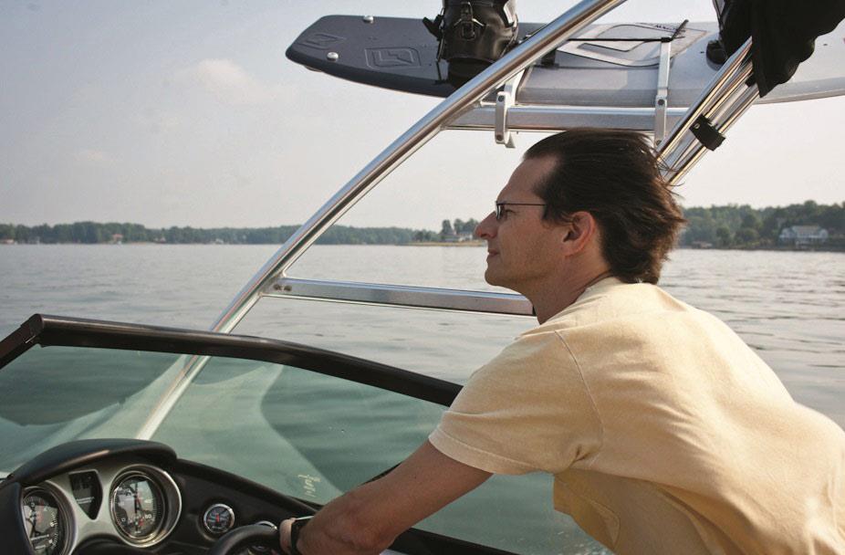 J at the helm of his Moomba Outback