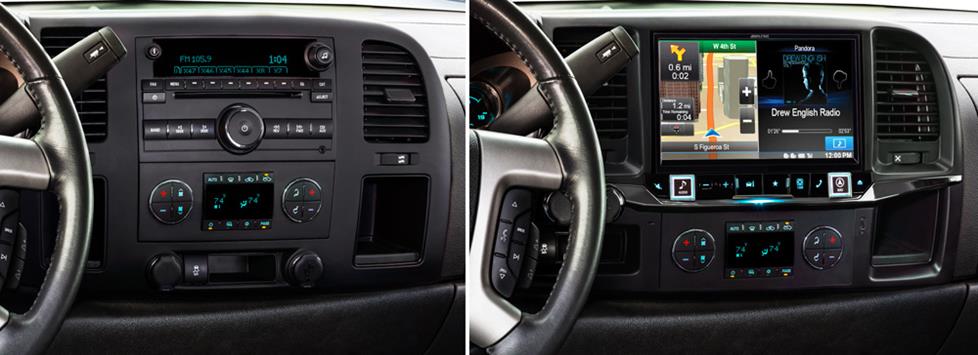 Alpine X009-GM Restyle System in a GM truck (before and after)