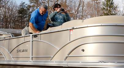 A pontoon boat gets a serious stereo upgrade
