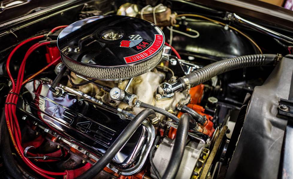 The Camaro's massive 454 motor