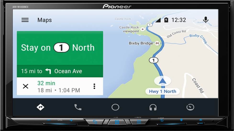 Android Auto maps on a Pioneer AVH-W4400NEX receiver