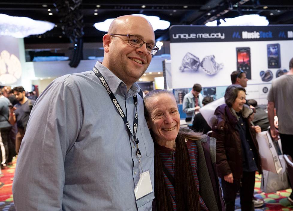 The author with a Crutfield customer at a trade show