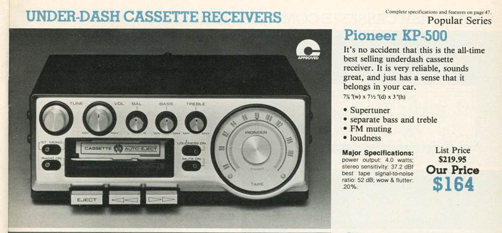 Pioneer KP-500 under-dash cassette receiver