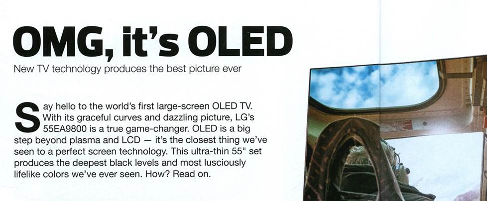 Old Crutchfield catalog page showing OLED TV