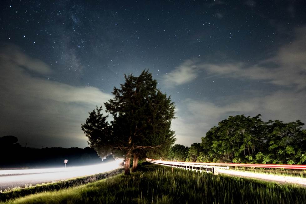 Wide shot of a night sky