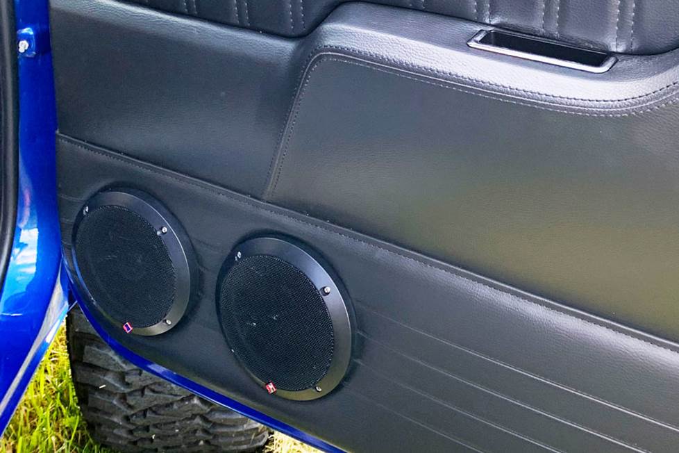 The speakers mounted in the door