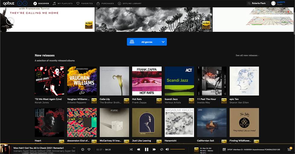 Screenshot of Qobuz desktop view