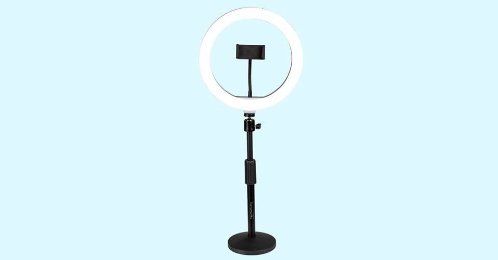 Gator Frameworks Ring Light Desktop Stand 10" LED desktop stand with ring light and phone holder