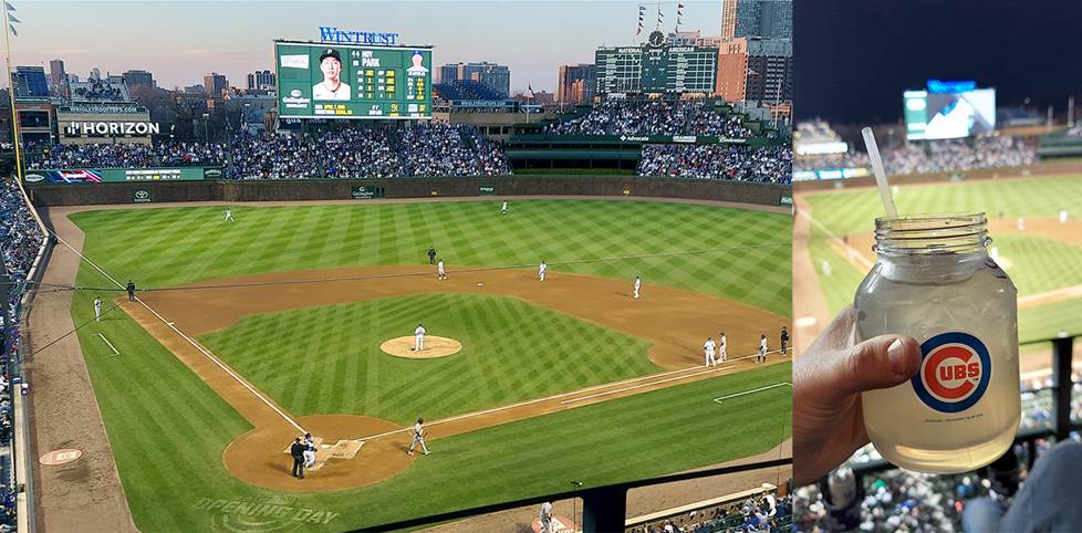 Collage of photos from Cubs game