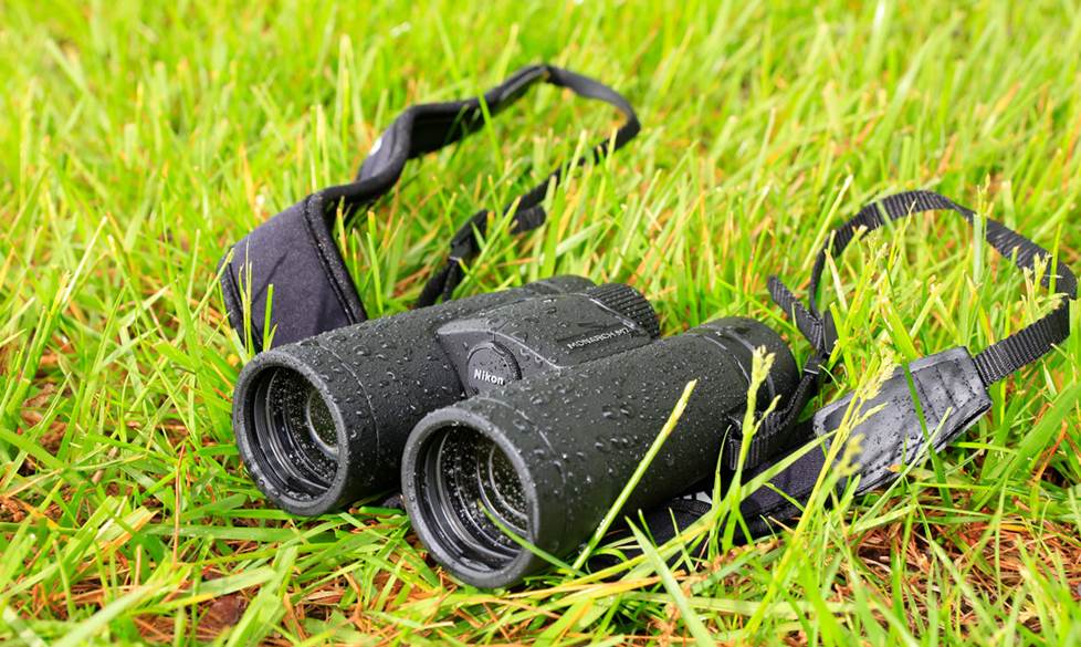 These binoculars can stand a little water.