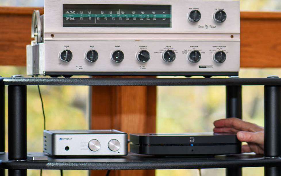Ned's sunroom with the Bluesound NODE and vintage Harman Kardon Stereo Recital receiver