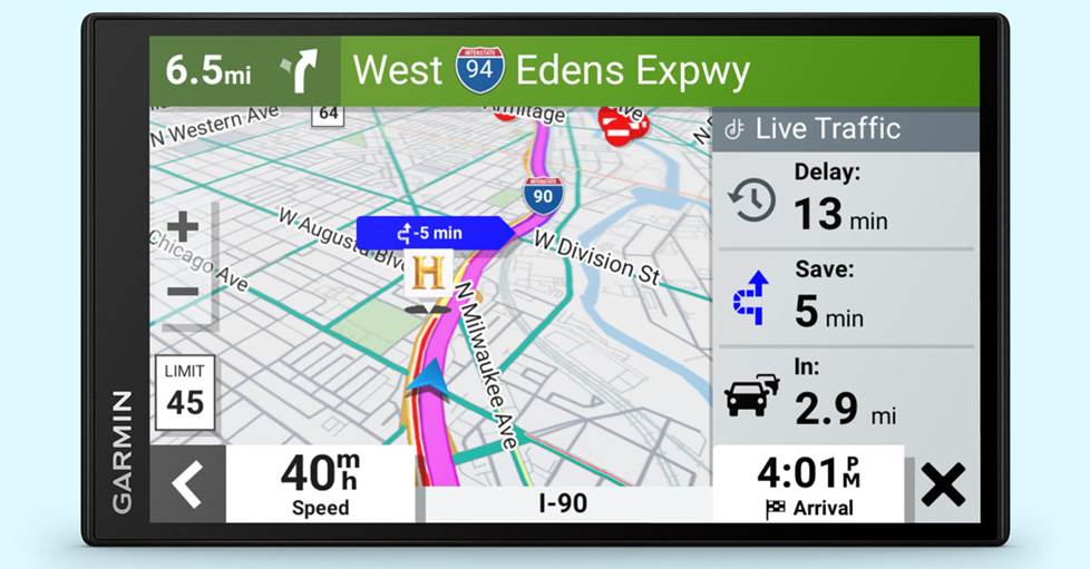 Photo of re-routing because of traffic on the DriveSmart 76