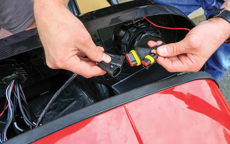 Golf cart harness behind dash