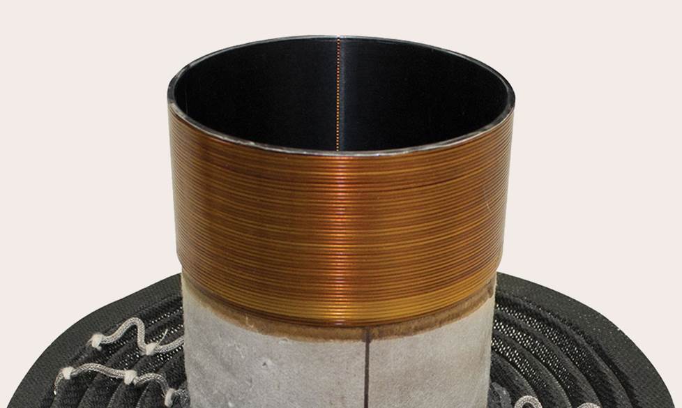 Close-up of a voice coil showing the tiny wires.