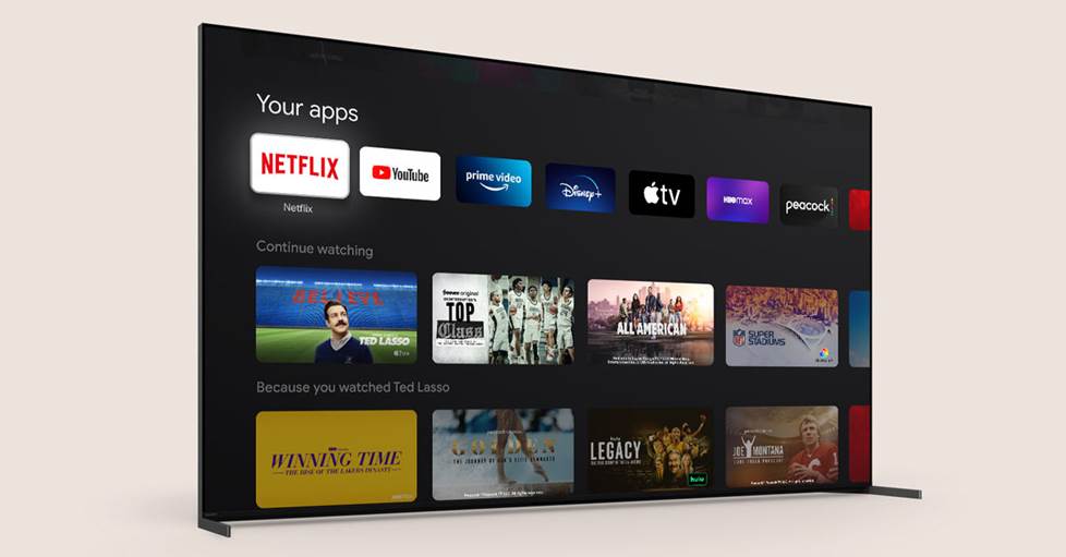 Sony TV app screen showing the YouTube app.