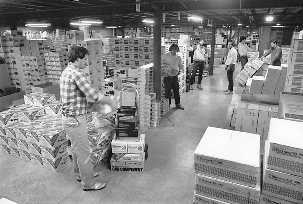 black and white photo of warehouse circa 1981