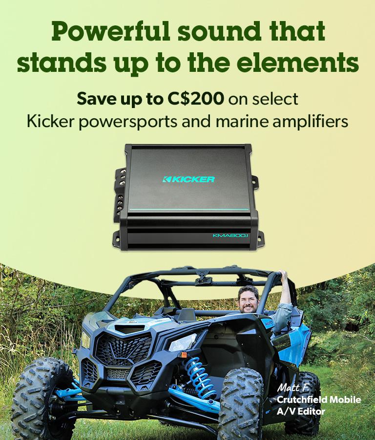 Powerful sound that stands up to the elements. Save up to C$200 on select Kicker powersports and marine amplifiers.