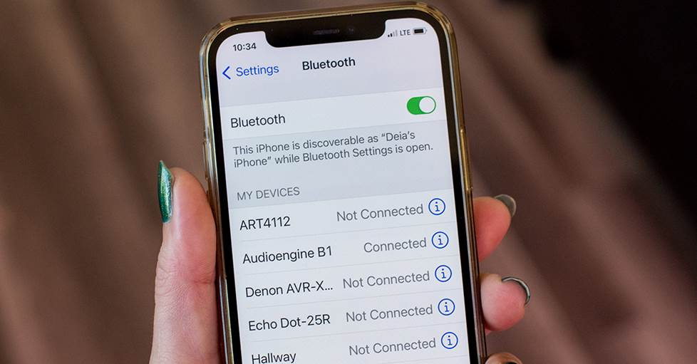 iPhone bluetooth settings