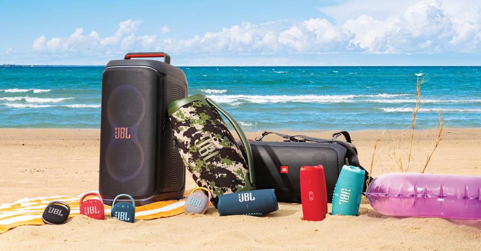 jbl bluetooth speakers on the beach