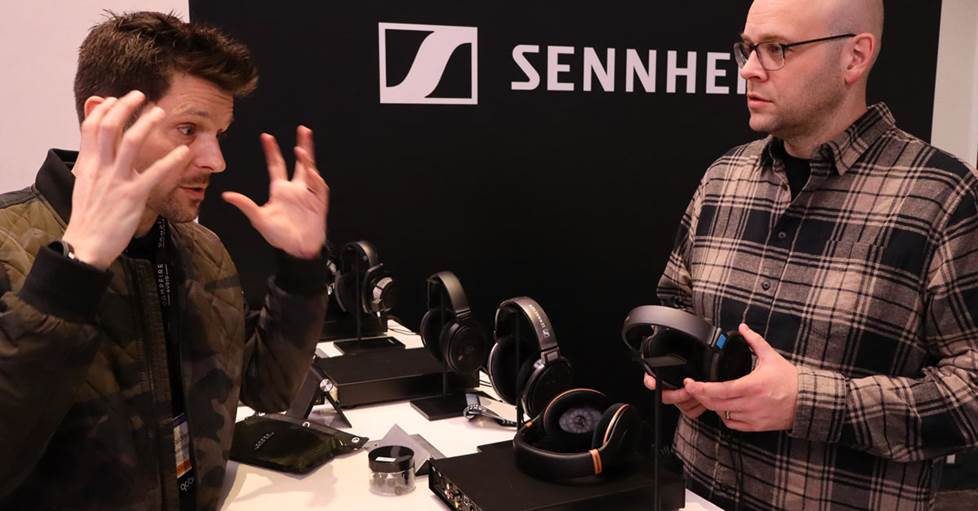 Jeff talking with Eric Palonen at the Sennheiser booth