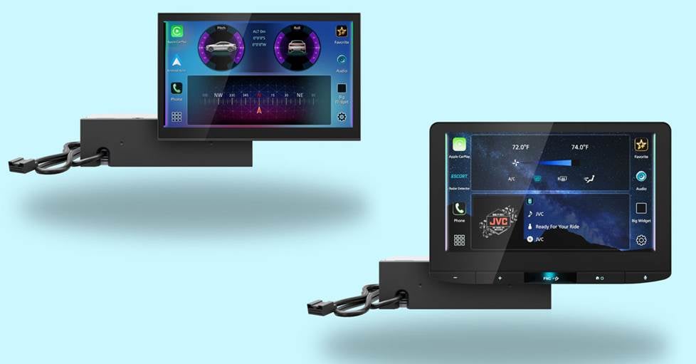 JVC's two direct replacement options - the 8" KW-Z800AW and 10" KW-Z1000AW