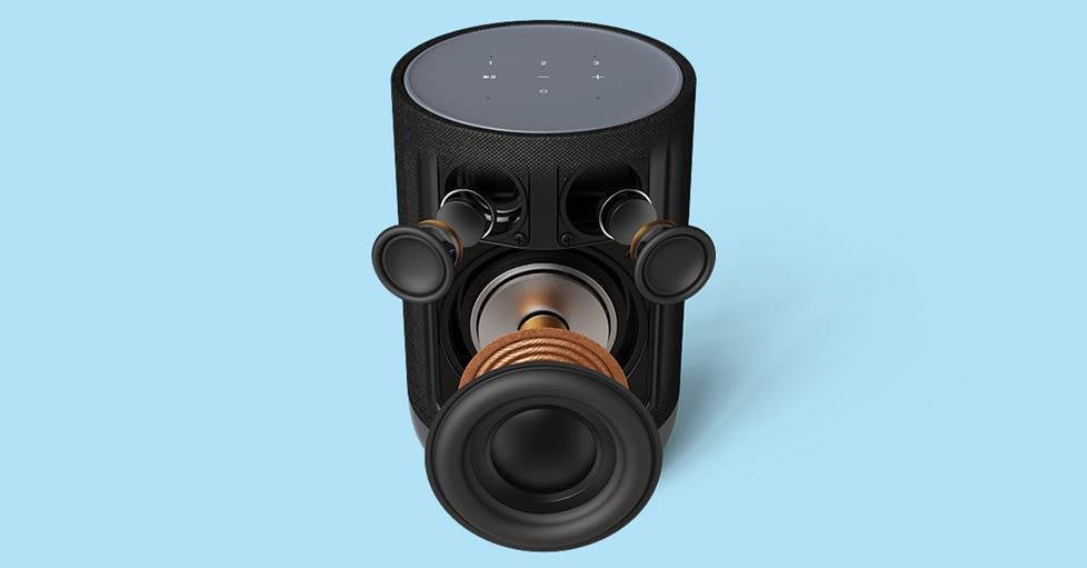 exploded view of Denon Home 200 smart speaker
