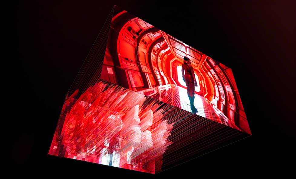illustration of color pixel backlight of TV screen