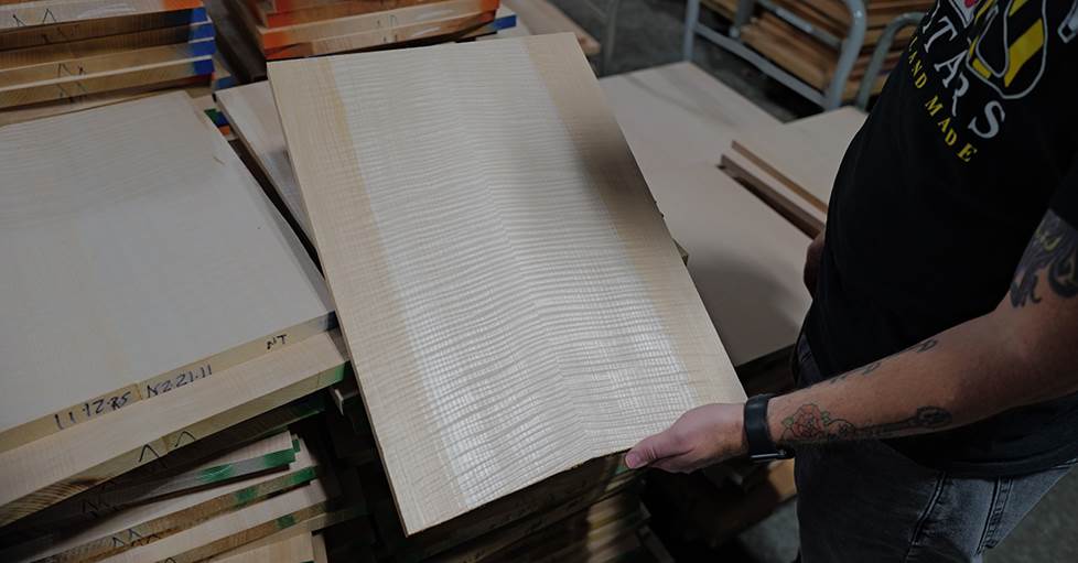 Bookmatched mango top wood ready to be worked.