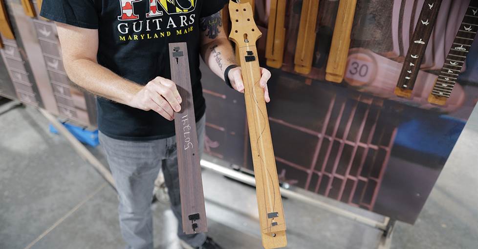 The fret press used for installing frets on every U.S.-made PRS instrument .