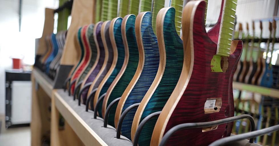 PRS guitars awaiting hardware and electronics in Stevensville