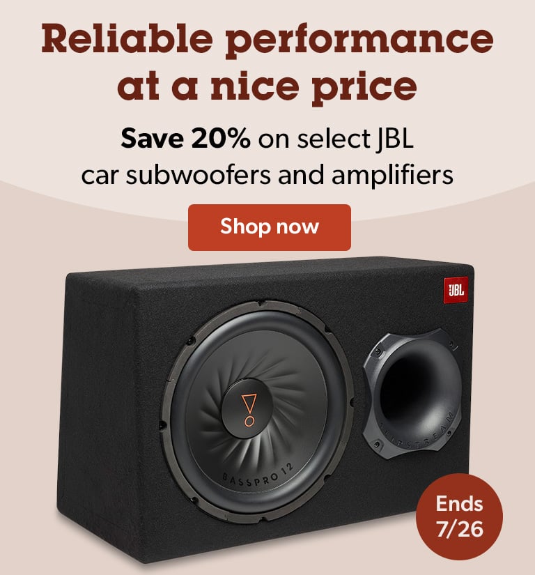 Reliable performance at a nice price. Save 20% on select JBL car subwoofers and amplifiers. Ends 7/26. Shop now.